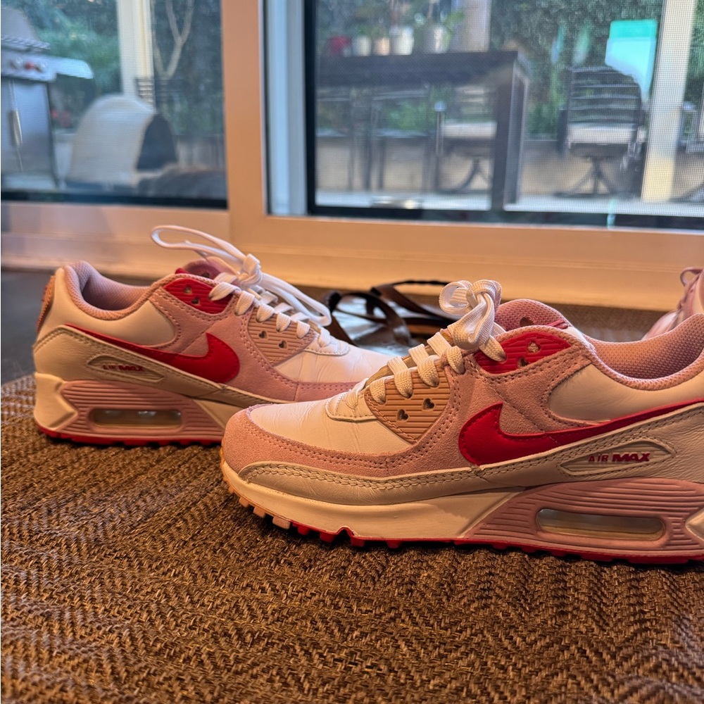 Nike Women's Air Max 90 Red and White Sneakers